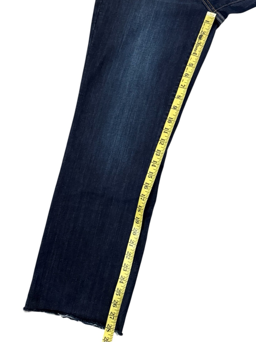 Judy Blue Straight Jeans 11/30 High Rise Dark Wash Raw Hem Stretch Fits 30x28 - Picture 13 of 15